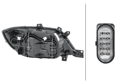 HELLA Halogen-Headlight - left - for e.g. Mercedes-Benz Sprinter 3-T Chassis (903) 1EH008010-011