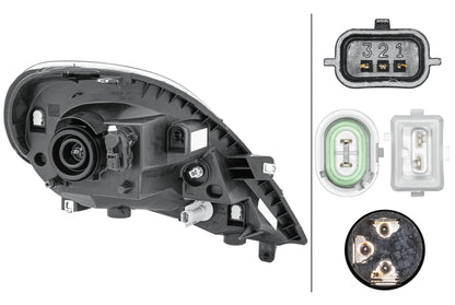HELLA Halogen-Headlight - left - for e.g. Renault Trafic II Box (FL) 1EH354541-011