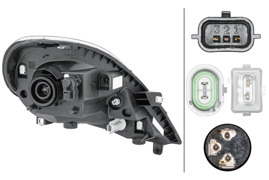 HELLA Halogen-Headlight - left - for e.g. Renault Trafic II Box (FL) 1EH354541-011