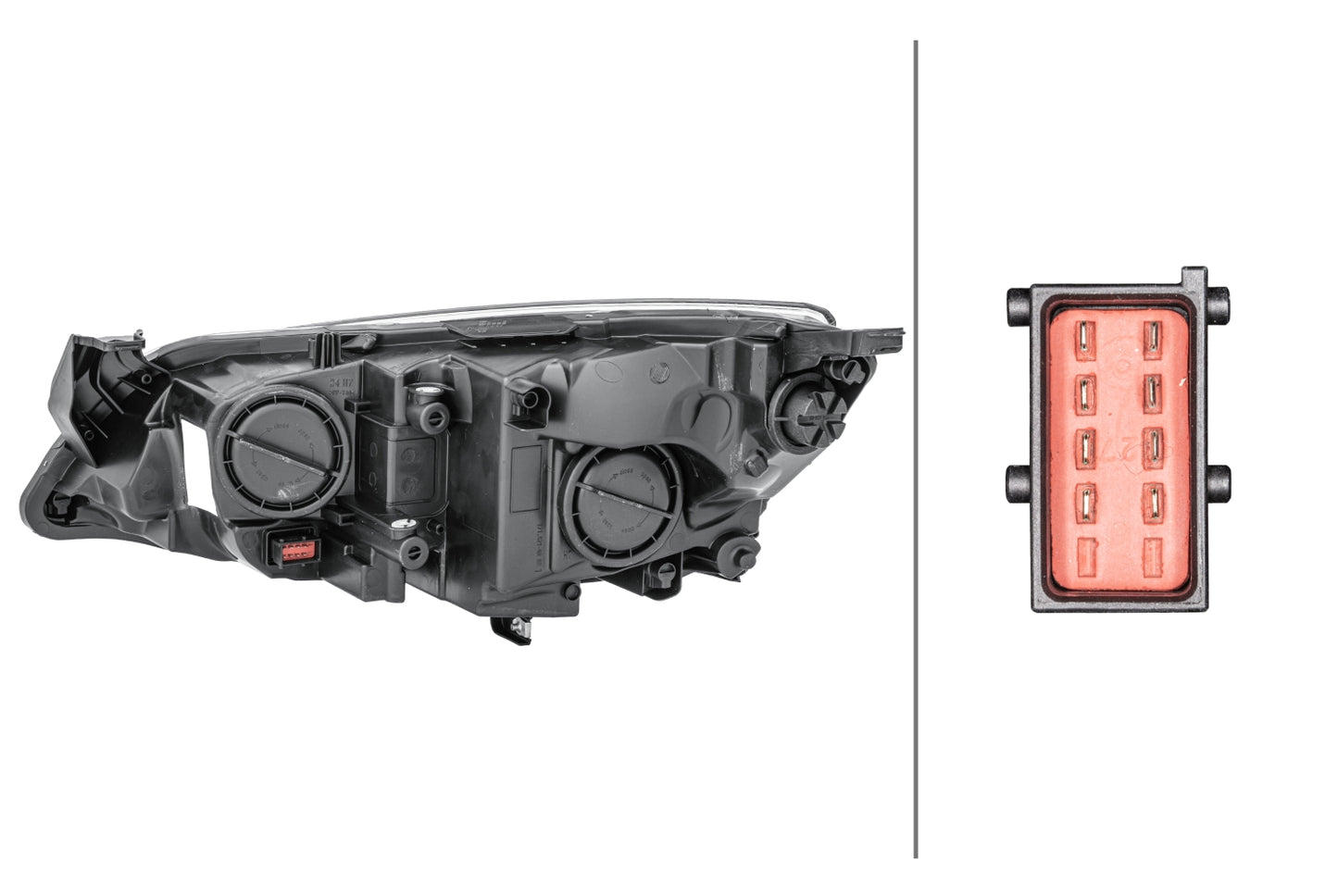 HELLA Halogen/FF-Headlight - right - for e.g. Opel Astra J (P10) 1EG010011-621