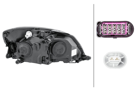 HELLA Halogen/FF/DE-Headlight - left - for e.g. Skoda Fabia II (542) 1EL010417-491