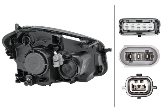 HELLA Halogen/DE-Headlight - left - for e.g. Nissan Qashqai I (J10, NJ10, JJ10E) 1EL010335-051