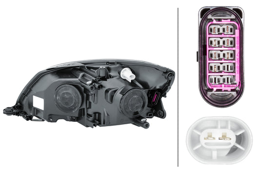 HELLA Halogen/DE/FF-Headlight - right - for e.g. Skoda Fabia II (542) 1EL010417-381