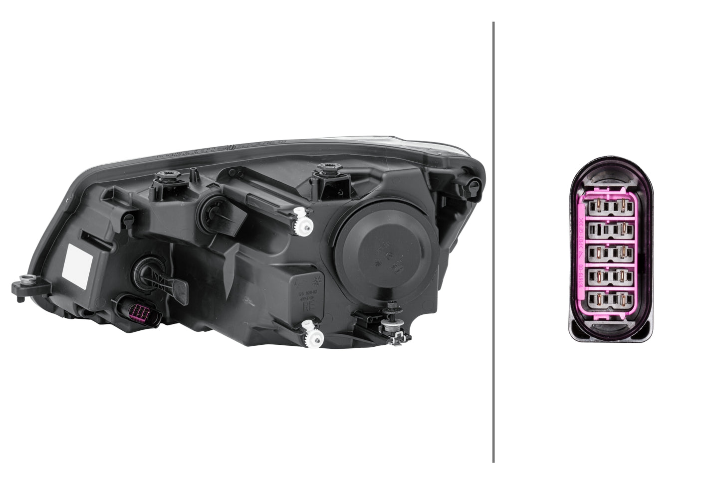 HELLA FF-Headlight - right - for e.g. VW Caddy III Box (2KA, 2KH, 2CA, 2CH) 1EL010551-021