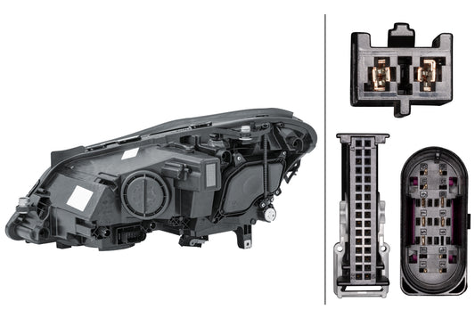 HELLA LED/Halogen-Headlight - right - for e.g. Mercedes-Benz E-Class Coupe (C207) 1EX011091-721