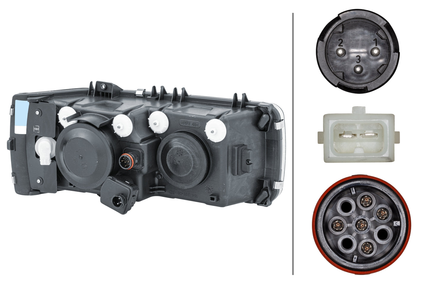 HELLA Bulb-Headlight - left - for e.g. DAF CF 85 FAC 85.480 1LJ247046-391