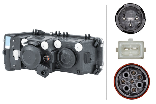 HELLA Bulb-Headlight - left - for e.g. DAF CF 85 FAC 85.480 1LJ247046-391