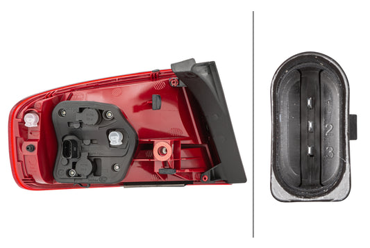 HELLA Rearlight - Bulb - Outer section - right - for e.g. Audi A4 (8K2, B8) 2VA009686-101