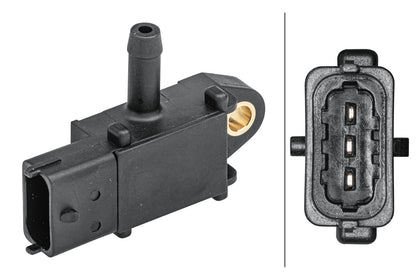 HELLA Sensor, exhaust pressure - 3-pin connector - Bolted 6PP009409-071