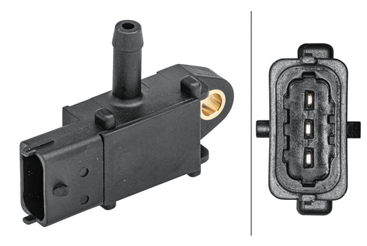 HELLA Sensor, exhaust pressure - 3-pin connector - Bolted 6PP009409-071