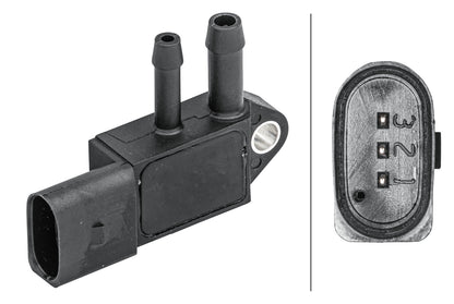 HELLA Sensor, exhaust pressure - 3-pin connector - Bolted 6PP009409-231