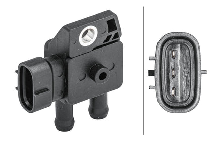 HELLA Sensor, exhaust pressure - 3-pin connector - Bolted 6PP009409-291