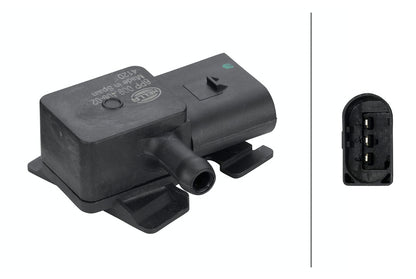 HELLA Sensor, exhaust pressure - 3-pin connector - Clipped 6PP009409-021