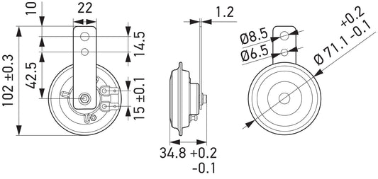 HELLA Signal Horn - HELLA ESSENTIAL HORN S70 SET - 12V - 108dB(A) - Low Tone/High Tone 3AL012588-011