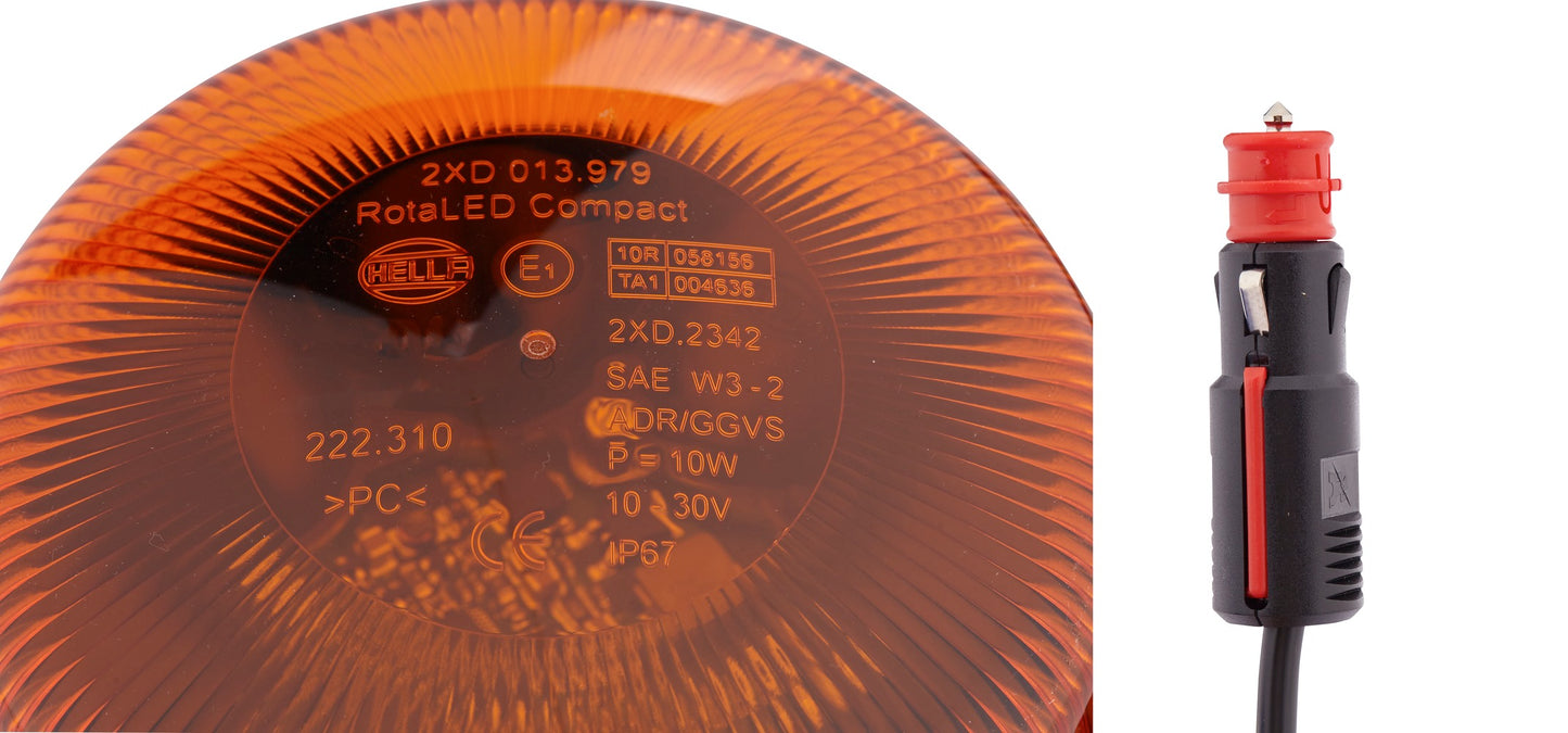 HELLA LED-Strobe-type Beacon - RotaLED Compact - 12/24V - yellow (amber) 2XD013979-021
