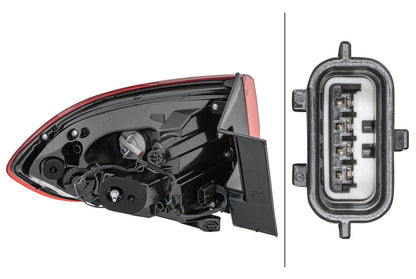 HELLA Rearlight - Hybrid - Outer section - right - for e.g. RENAULT SCÉNIC IV (J9_) 2SD012311-121