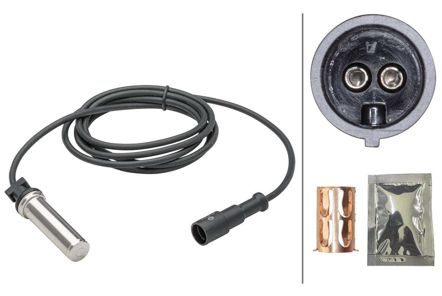 HELLA Sensor, wheel speed - 2-pin connector - Front Axle/Rear Axle 6PU230048-141