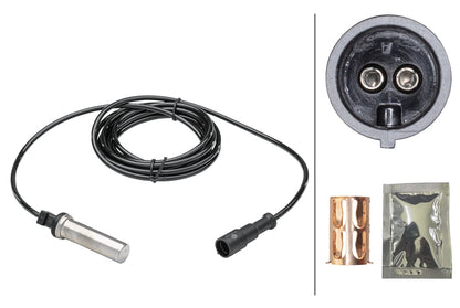 HELLA Sensor, wheel speed - 2-pin connector - Rear Axle Left/Rear Axle Right 6PU230048-281