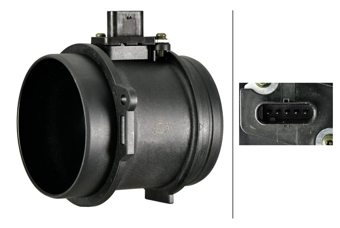 HELLA Mass Air Flow Sensor - 5-pin connector - Pipe-neck 8ET358166-471