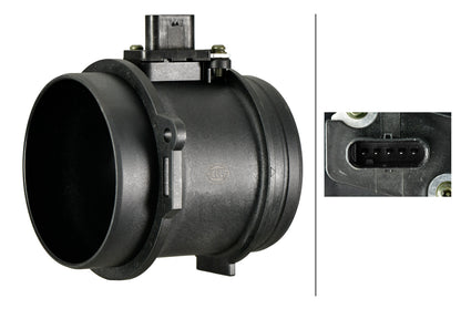 HELLA Mass Air Flow Sensor - 5-pin connector - Pipe-neck 8ET358166-471