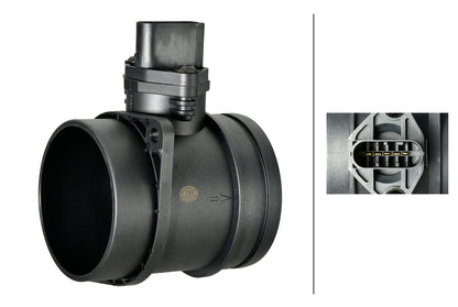 HELLA Mass Air Flow Sensor - 5-pin connector - Pipe-neck 8ET358166-561