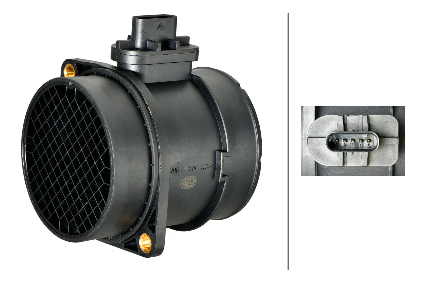 HELLA Mass Air Flow Sensor - 5-pin connector - Pipe-neck 8ET358166-571