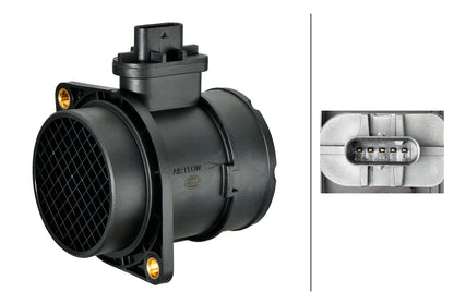 HELLA Mass Air Flow Sensor - 5-pin connector - Pipe-neck 8ET358166-581
