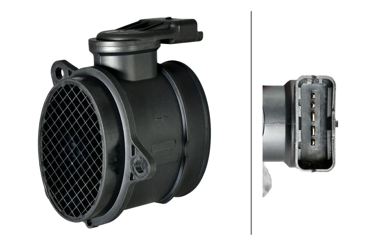 HELLA Mass Air Flow Sensor - 5-pin connector - Pipe-neck 8ET358166-601