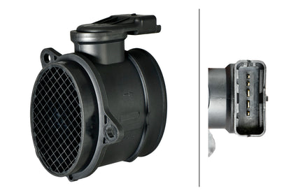 HELLA Mass Air Flow Sensor - 5-pin connector - Pipe-neck 8ET358166-601