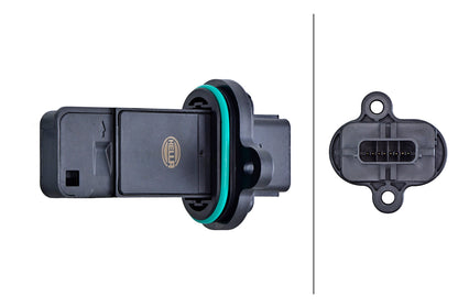 HELLA Mass Air Flow Sensor - 4-pin connector - Bolted - without housing 8ET358166-591