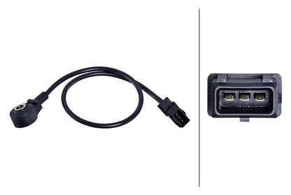 HELLA Knock Sensor - 12V - 3-pin connector 6PG013114-351