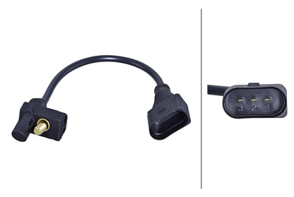 HELLA Sensor, crankshaft pulse - 3-pin connector - Screw Connection 6PU358191-101