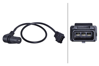HELLA Sensor, crankshaft pulse - 3-pin connector - Bolted 6PU358191-141