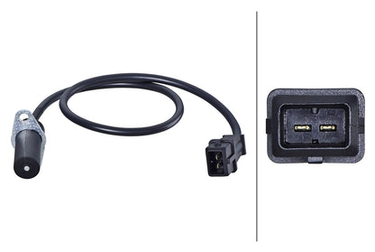 HELLA Sensor, crankshaft pulse - 2-pin connector - Bolted 6PU358191-191