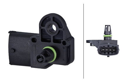 HELLA Sensor, boost pressure - 5V - 4-pin connector 6PP358152-521