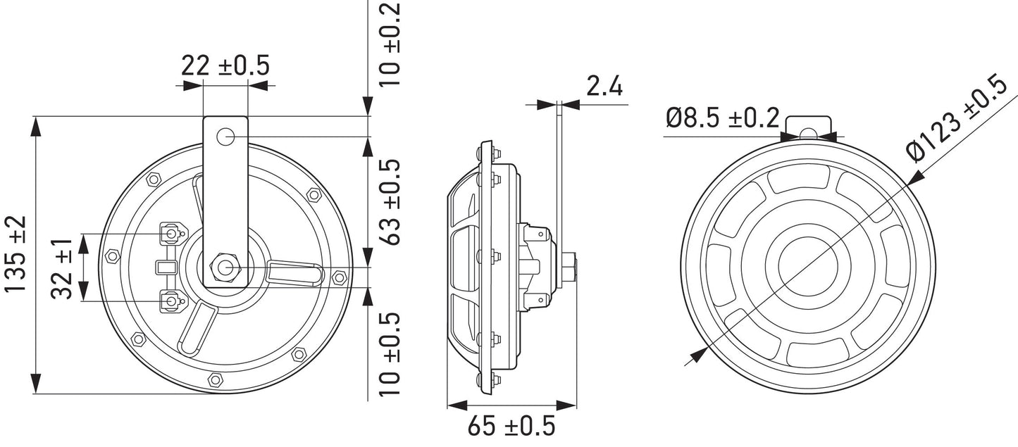 HELLA Signal Horn - HELLA PERFORMANCE HORN B133 SET - 12V - 118dB(A) - Low Tone/High T 3AG003399-801