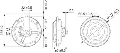 HELLA Signal Horn - HELLA PERFORMANCE HORN B133 SET - 12V - 118dB(A) - Low Tone/High T 3AG003399-801