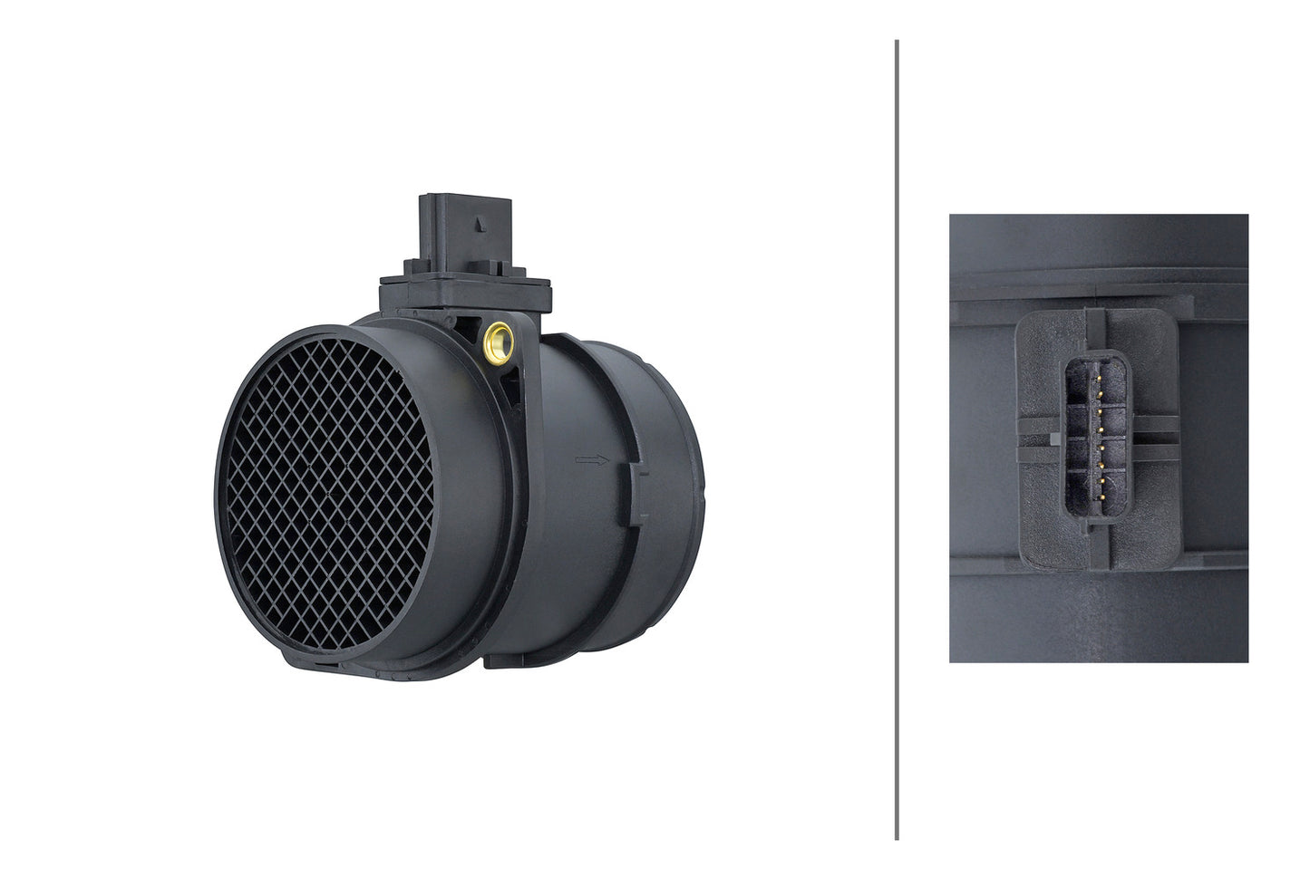 HELLA Mass Air Flow Sensor - 8-pin connector - Pipe-neck 8ET358166-441