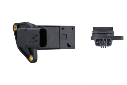 HELLA Mass Air Flow Sensor - 5-pin connector - Bolted - without housing 8ET358166-641