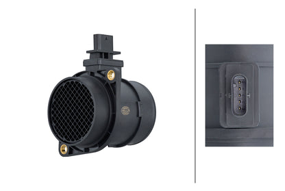 HELLA Mass Air Flow Sensor - 5-pin connector - Pipe-neck 8ET358166-651