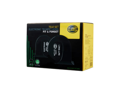 HELLA Trumpet Horn - HELLA eLONG-LIFE HORN TE40 SET - 12V - 112dB(A) - High Tone/Low T 3FH007728-981