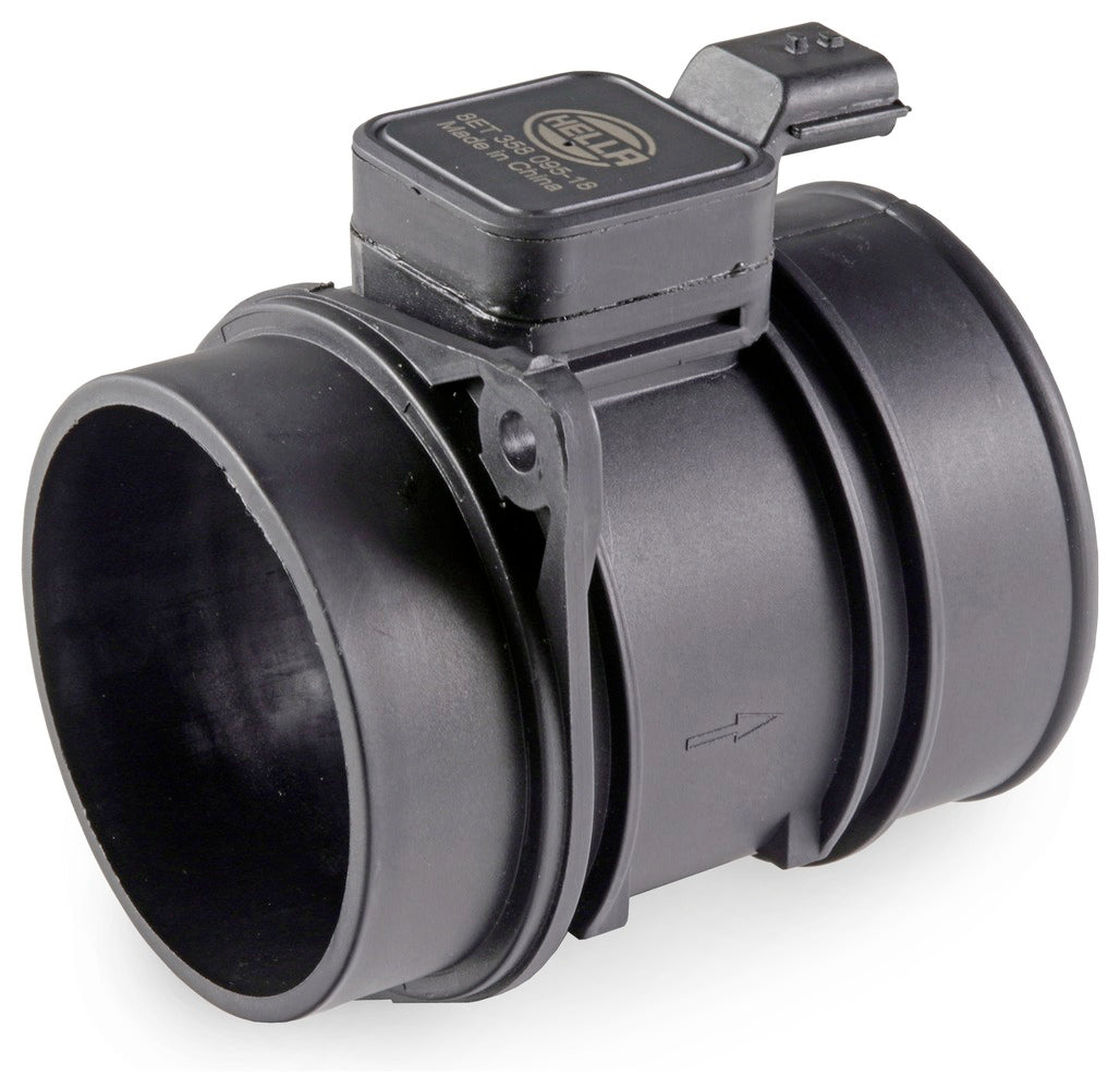 HELLA Mass Air Flow Sensor - 4-pin connector - Pipe-neck 8ET358095-181