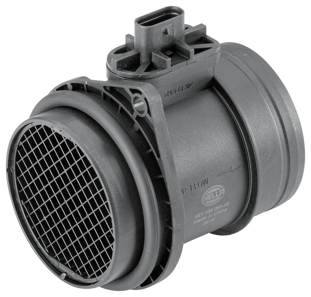 HELLA Mass Air Flow Sensor - 4-pin connector - Pipe-neck 8ET358095-451