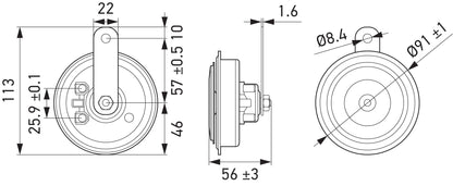 HELLA Signal Horn - HELLA ESSENTIAL HORN S92 SET - 12V - 113dB(A) - High Tone/Low Tone 3AM011225-871