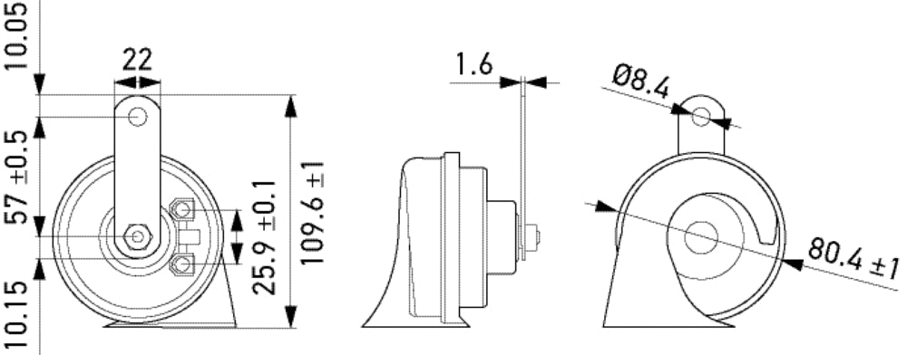 HELLA Signal Horn - HELLA OE-CONNECT HORN TE26 SET - 12V - 110dB(A) - Low Tone/High To 3FH012010-191