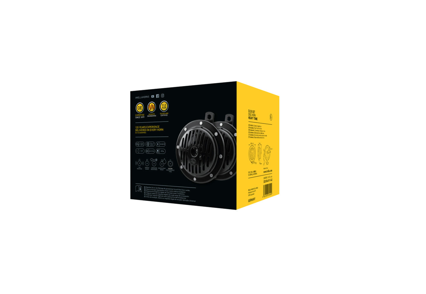 HELLA Signal Horn - HELLA HEAVY DUTY HORN DL50 SET - 12V - 114dB(A) - Low Tone/High To 3CB004811-042