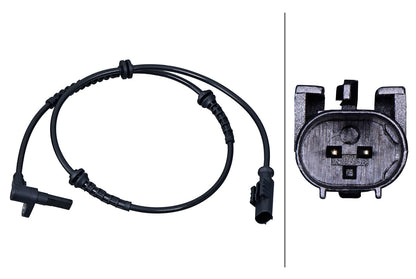HELLA Sensor, wheel speed - 2-pin connector - Front Axle Left/Front Axle Right 6PU358218-181