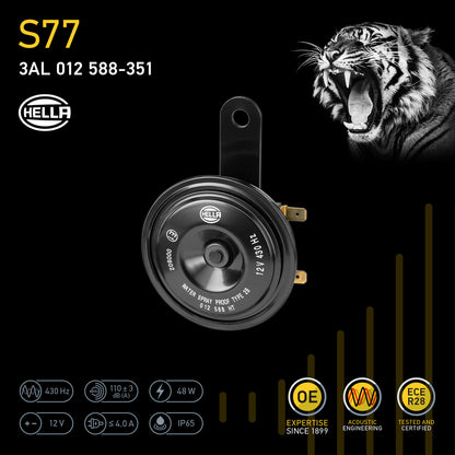 HELLA Signal Horn - HELLA ESSENTIAL HORN S77 - 12V - 110dB(A) - High Tone - Quantity:  3AL012588-351