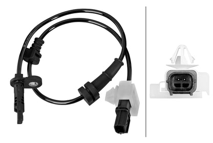 HELLA Sensor, wheel speed - 2-pin connector - Rear Axle 6PU358218-741
