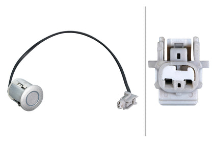 HELLA Sensor, park distance control - straight - 2-pin connector - Plugged - Cable: 24 6PX358269-151